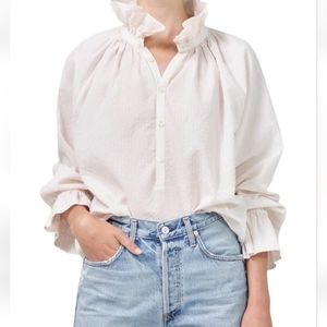 Citizens of Humanity Flora Stripe Iris Blouse Women's Size Large